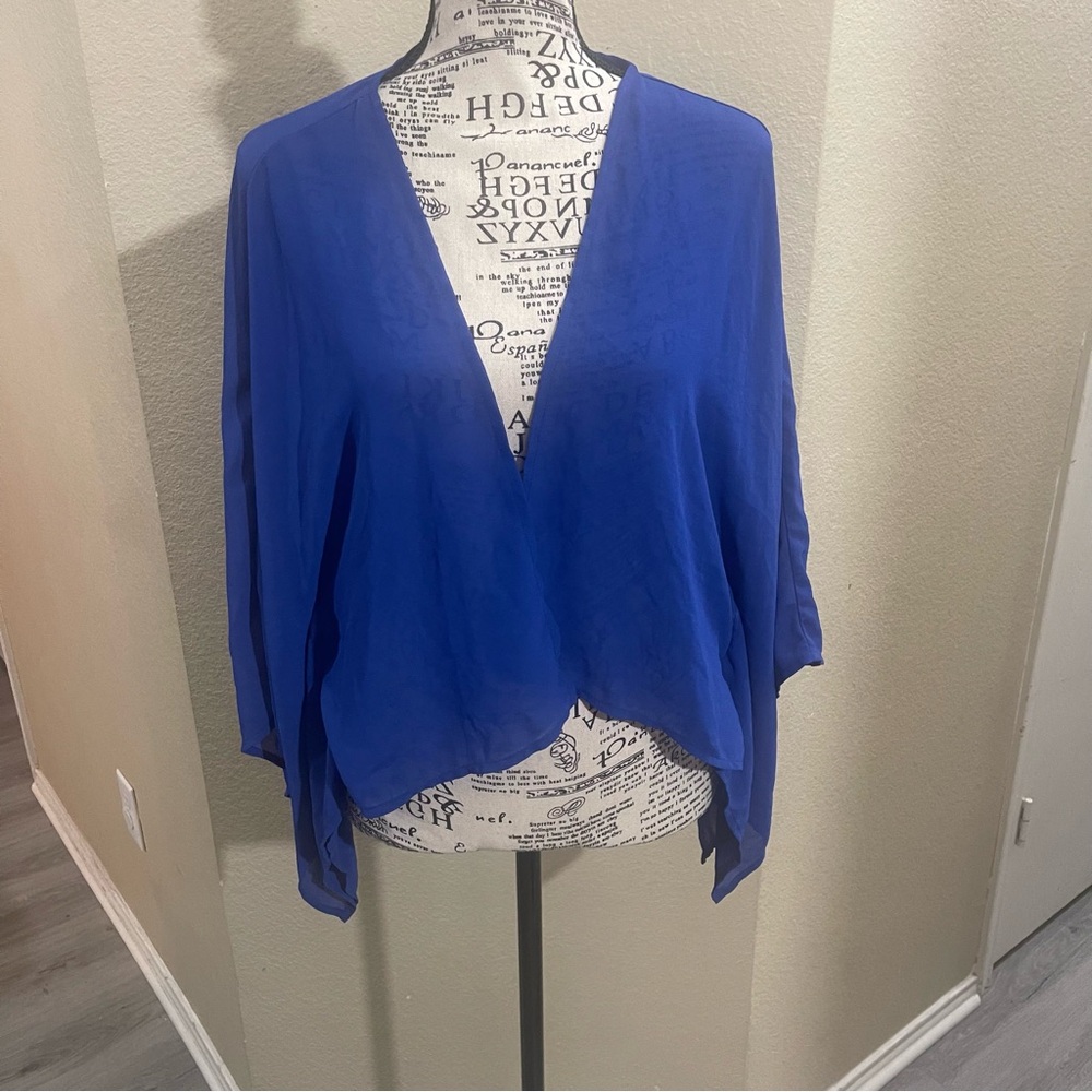 Bob Mackie‎ Royal Blue Women's sheer cardigan